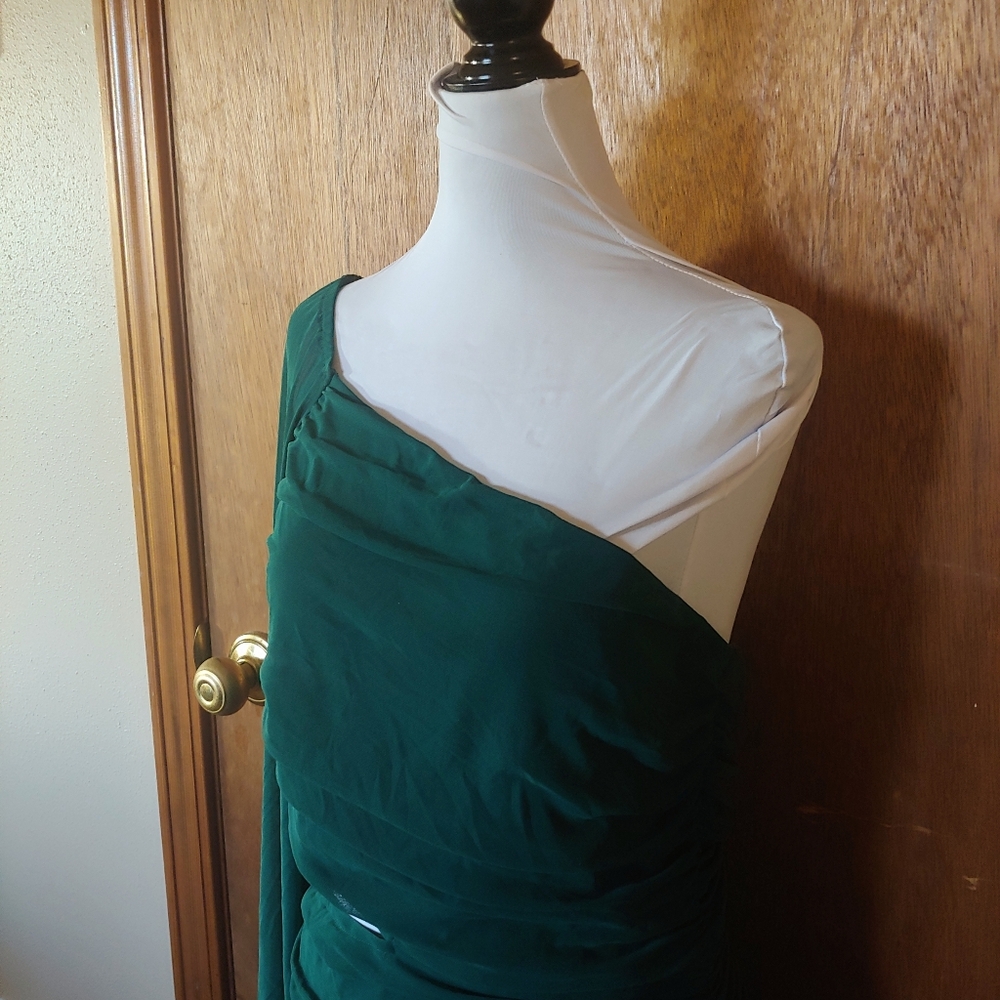 NWT BTFBM One Shoulder Ruched Cut Out Mesh Long Bodycon Cocktail Mini Dress L - Picture 6 of 14